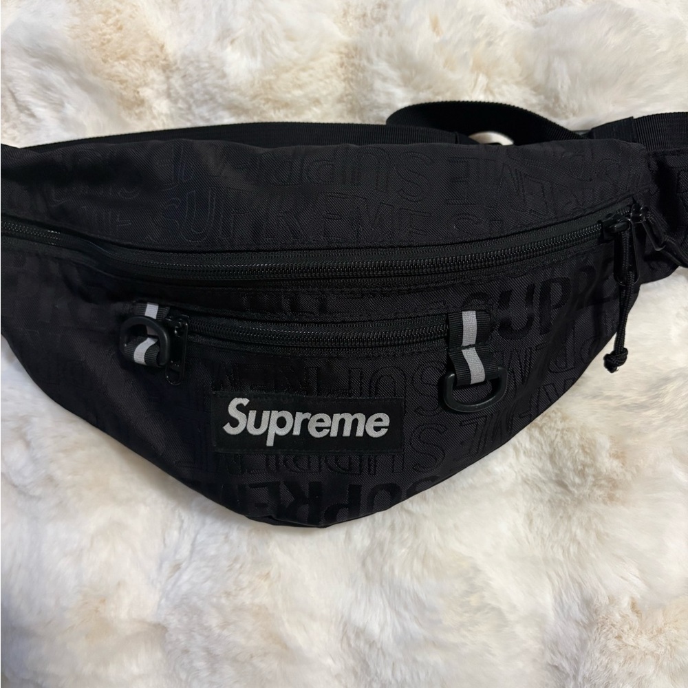 Supreme Black Embossed Belt Bag